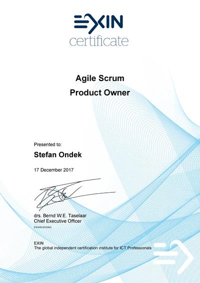 Agile Scrum Master certifikát Štefan Ondek
