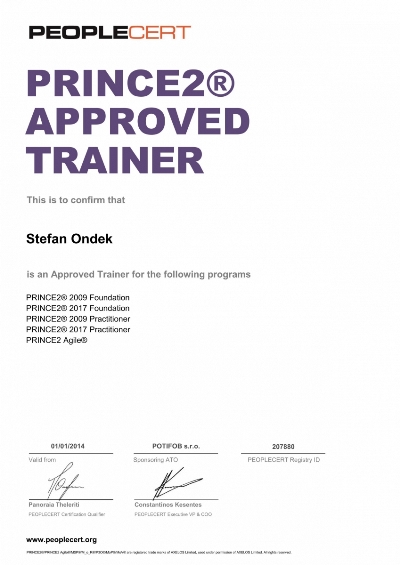 PRINCE2 2017 + 2009 Approved Trainer Stefan Ondek