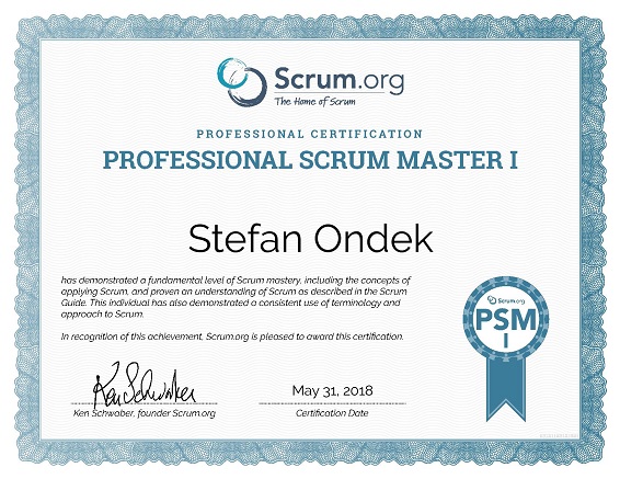 certificate Professional Scrum Master I